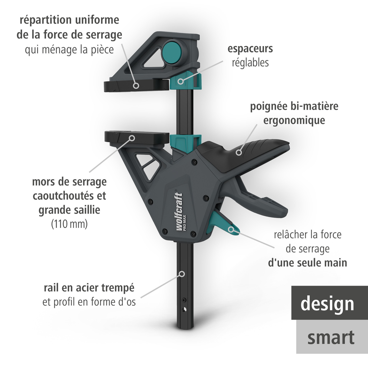 Serre joint à main PRO MAX 700mm - WOLFCRAFT - 3073000