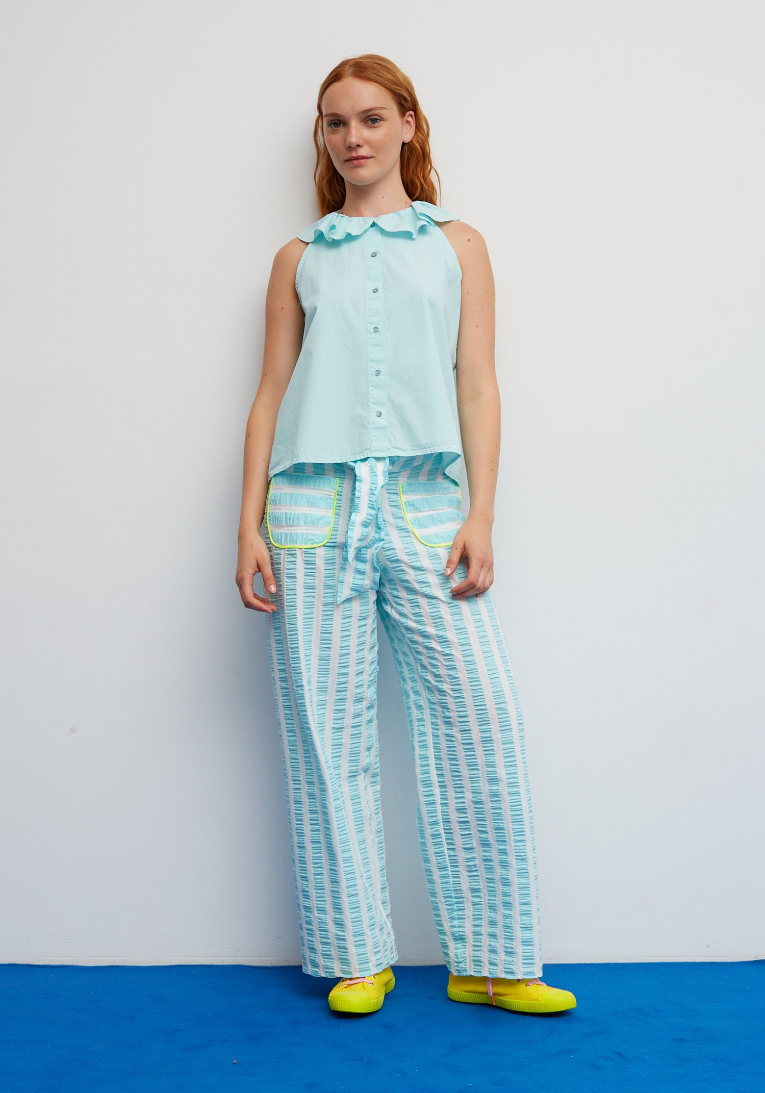 Pesto-Hemd in Aqua