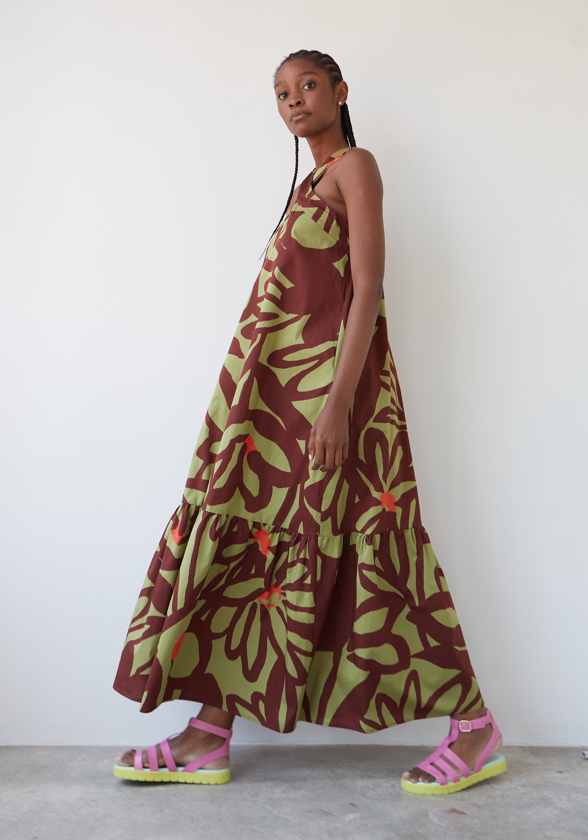 Vestito Patience Flores Caqui