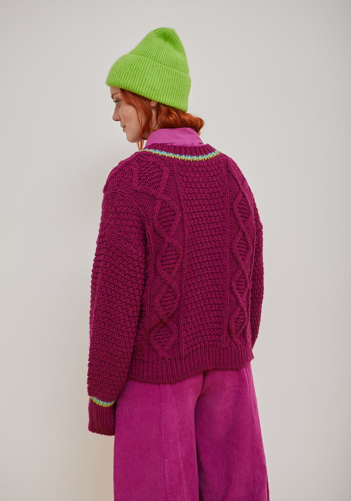 Jersey Cardigan Meadow Frambuesa
