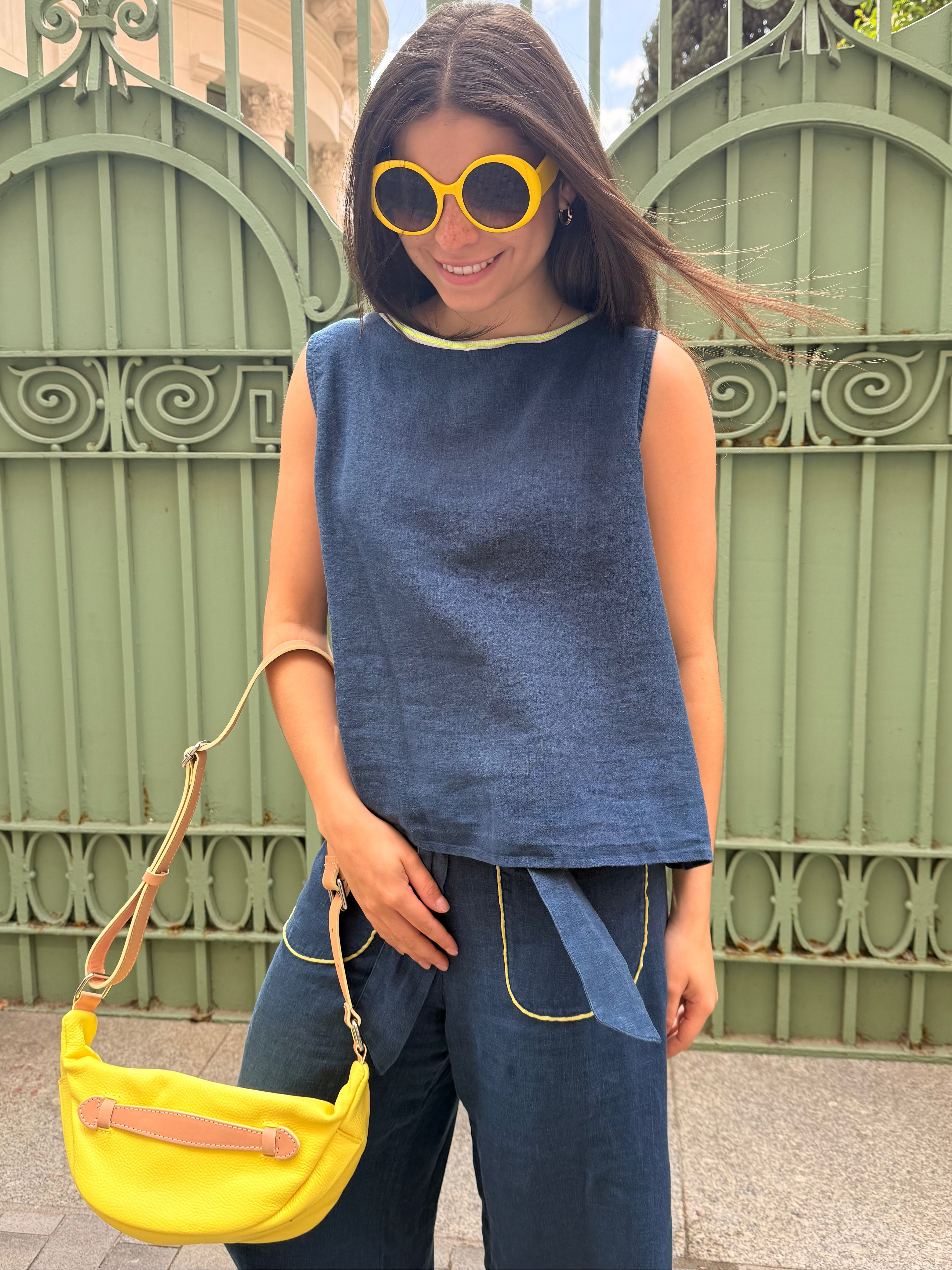 Blue Linen Ana Top