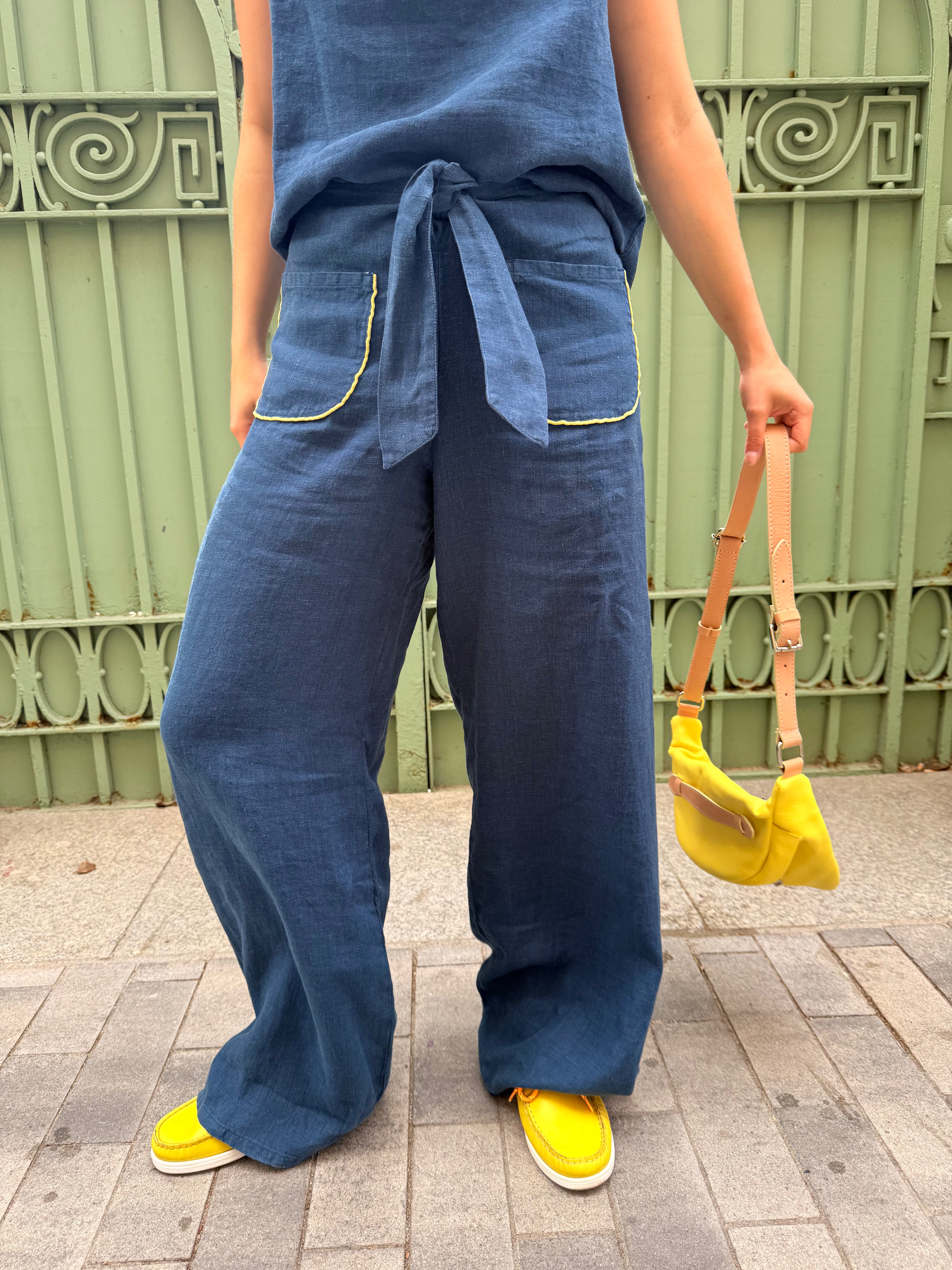 Blue Linen Lazo Pants