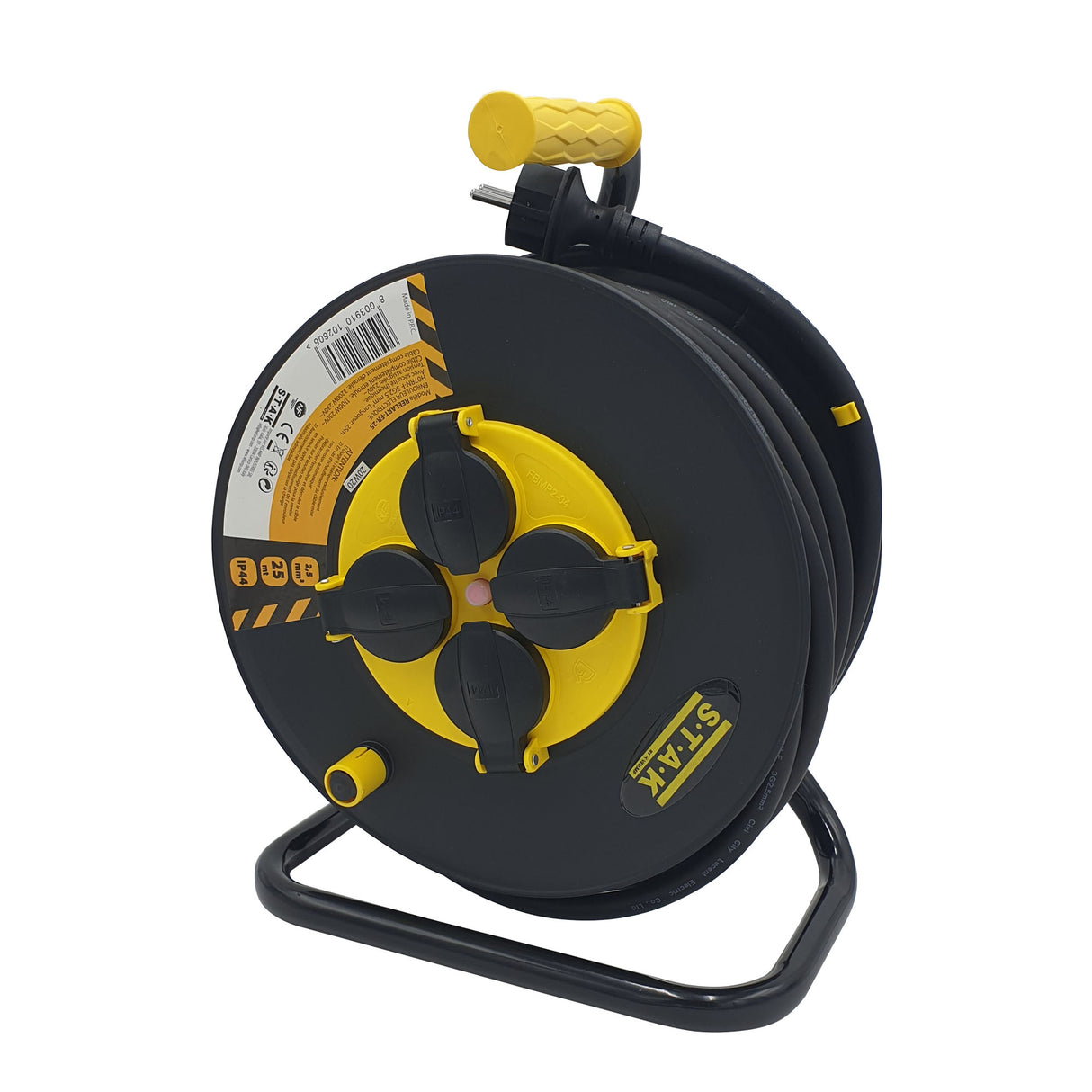 Enrouleur pro, 4 prises, H07RN-F3G2.5MM2, 25M , NF,CE - IP44. - VELAMP - REELART-FR-25