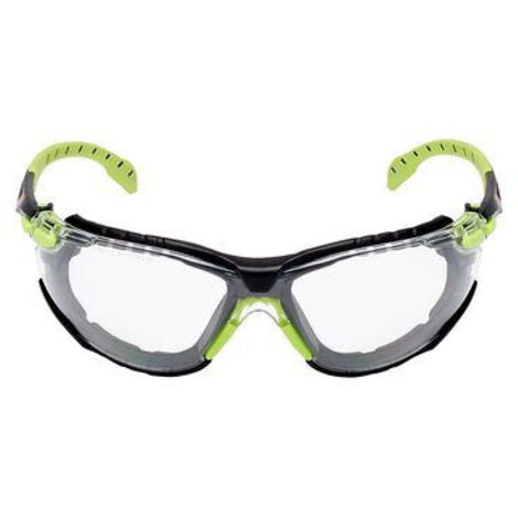 Lunettes 3M™ Solus™ 1000 traitement Scotchgard™ - Branches Vert/Noir - Joint amovible  Transparent