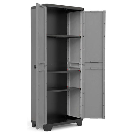 Armoire de Rangement Verrouillable KETER STILO - 68 x 39 x 173 cm - Gris/Noir