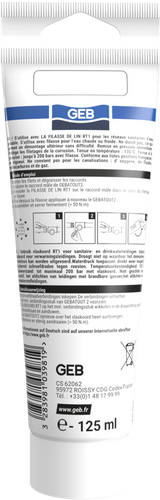Pâte à joint non durcissante GEB Gebatout 2 pour raccords filetés métalliques 125ml - GEB - 103981