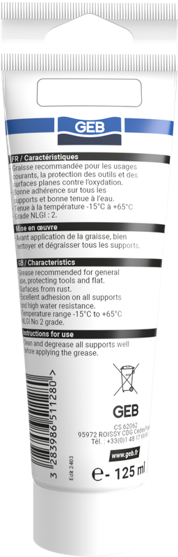 Graisse calcique GEB tube pegboardable rose 125ml