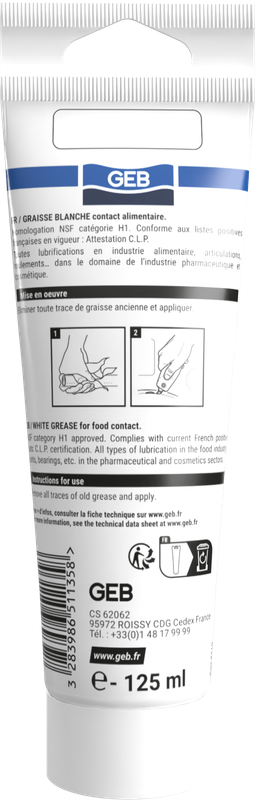 Graisse blanche GEB sans savon spécial contact alimentaire 125ml - GEB - 651135