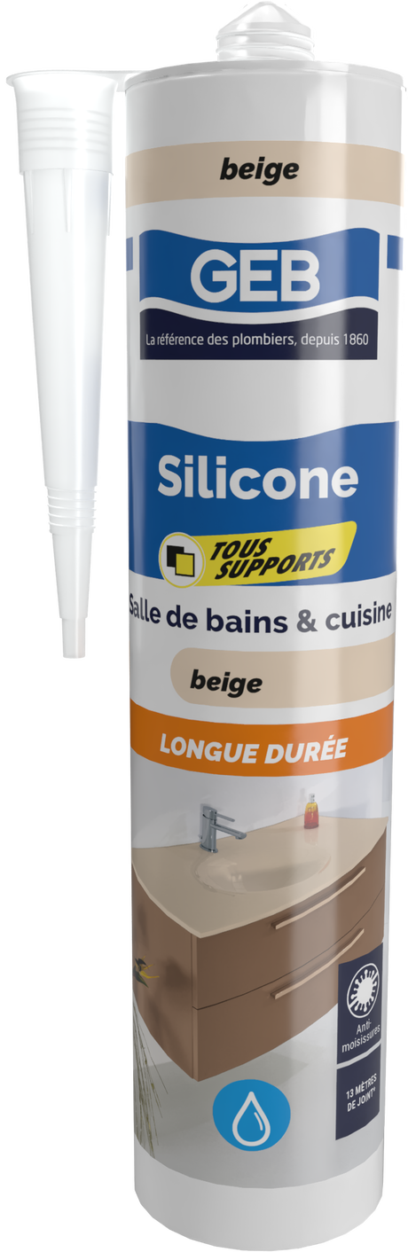 Silicone tous supports - GEB - 890711 - Beige - Cartouche 280 ml
