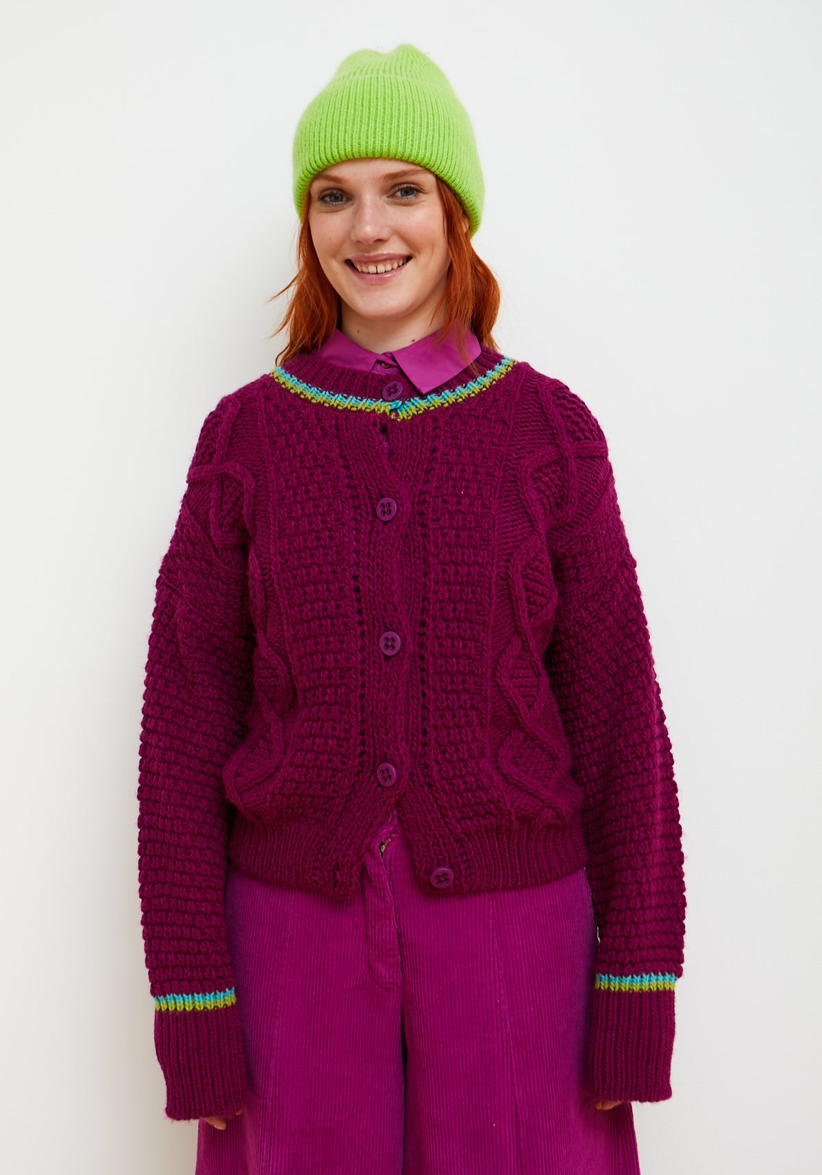 Jersey Cardigan Meadow Frambuesa