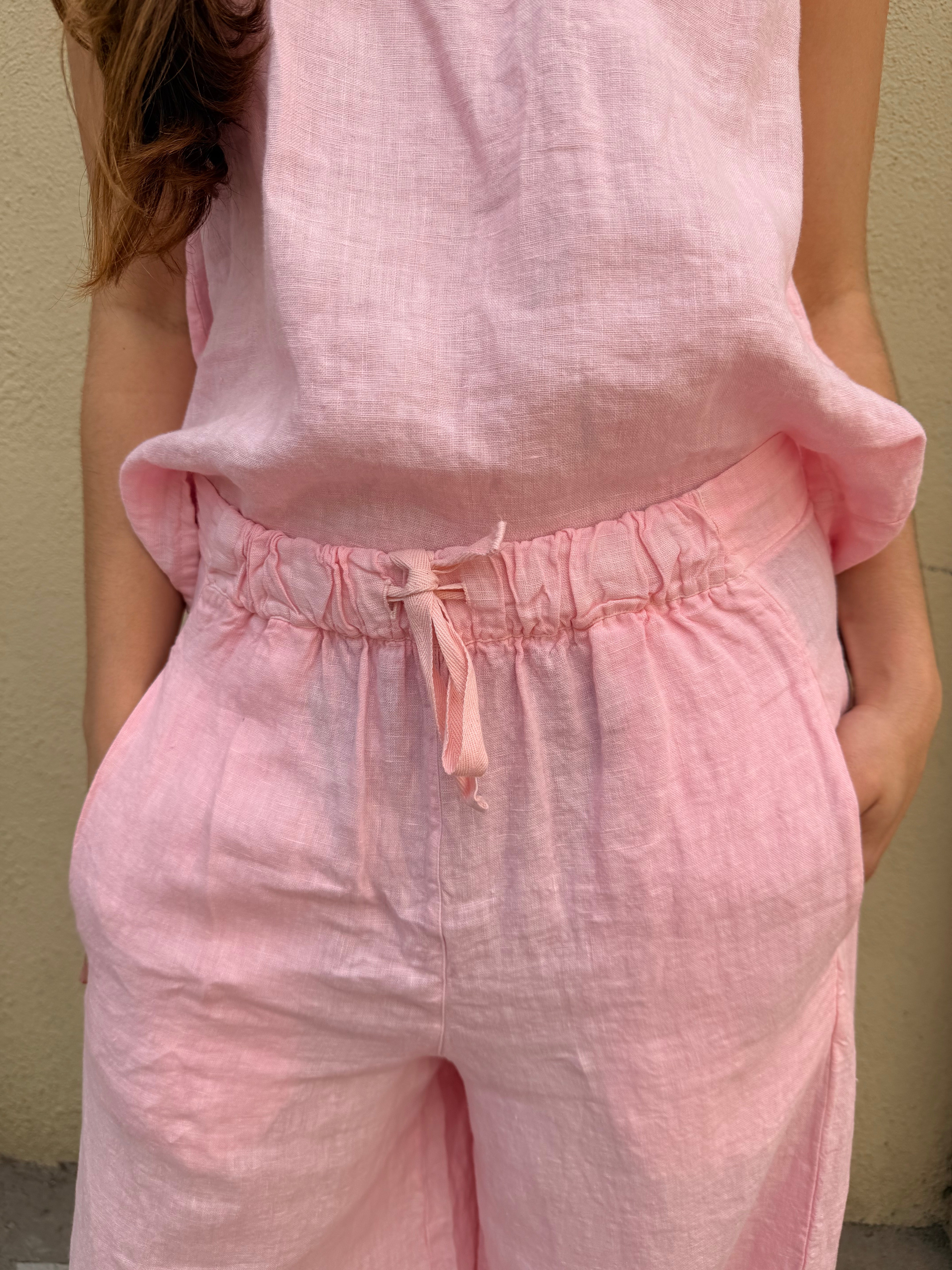 Pantalón Bomba Lino Rosa
