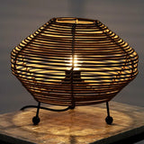 Lampe à poser Esteban en rotin - ⌀ 32 cm - marron