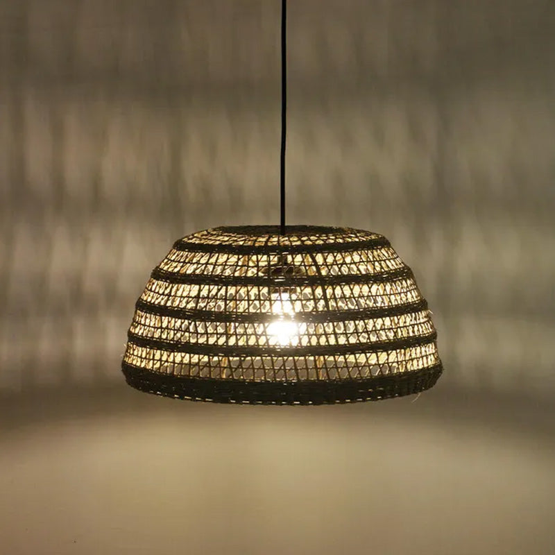 Abat-jour pour suspension Marin en herbes marines - diamètre 40 cm - marron