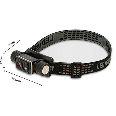 STELIOS : Lampe frontale rechargeable 15 W / 1 500 lumens avec lumière UV 365 nm et aimant. Noire STAK - VELAMP - ST216