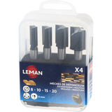 LEMAN lot de 4 mèches bois universelles droites carbure queue 8mm pour défonceuse