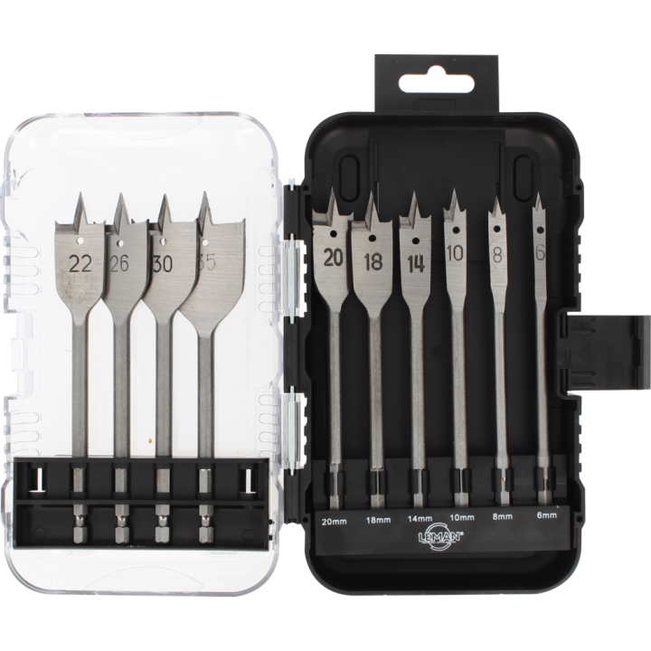 Coffret 10 mèches à bois LEMAN 304.500.10 - Plates - 6 pans - Acier WS