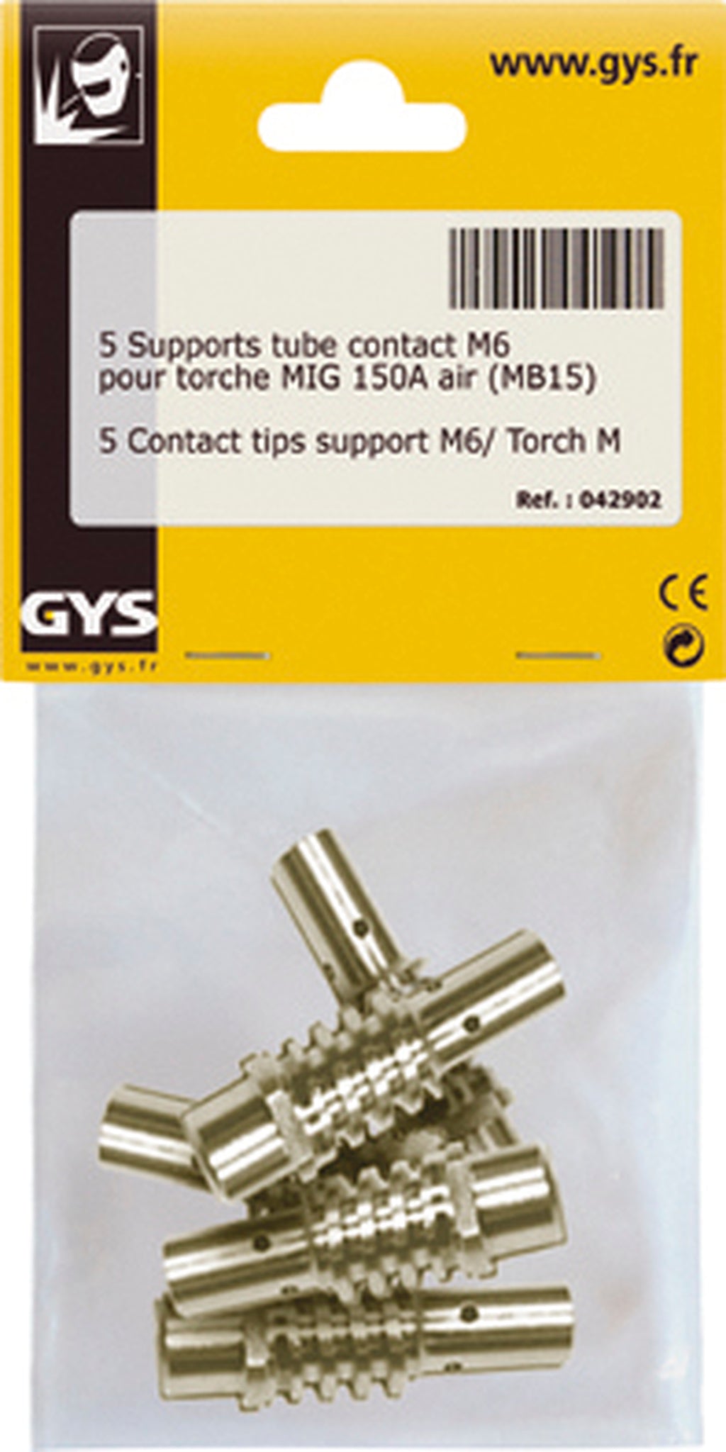 Lot de 5 supports tube contact m6  torche mig 150a GYS 042902