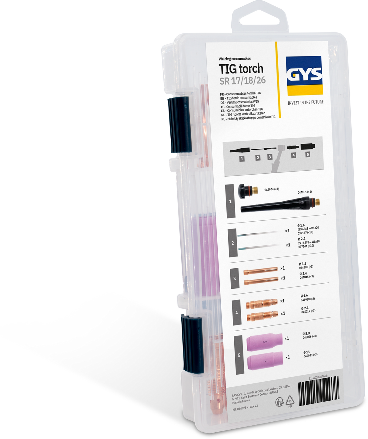 Coffret consommables GYS Torche TIG SR17 /18 / 26 - 044678