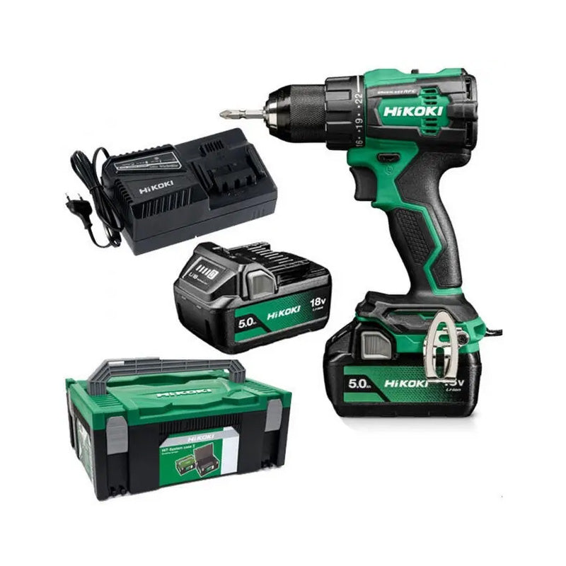 Perceuse-visseuse sans fil 18V, 2 batteries 5,0 Ah Li-Ion, chargeur - HIKOKI - DS18DEWFZ