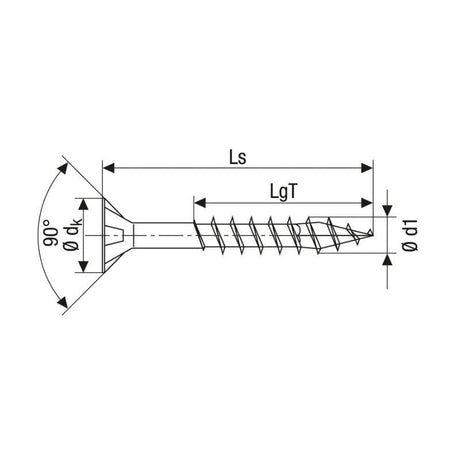 Vis à bois tête fraisée filetage partiel T-STAR plus T20 4CUT (360 pcs)- SPAX